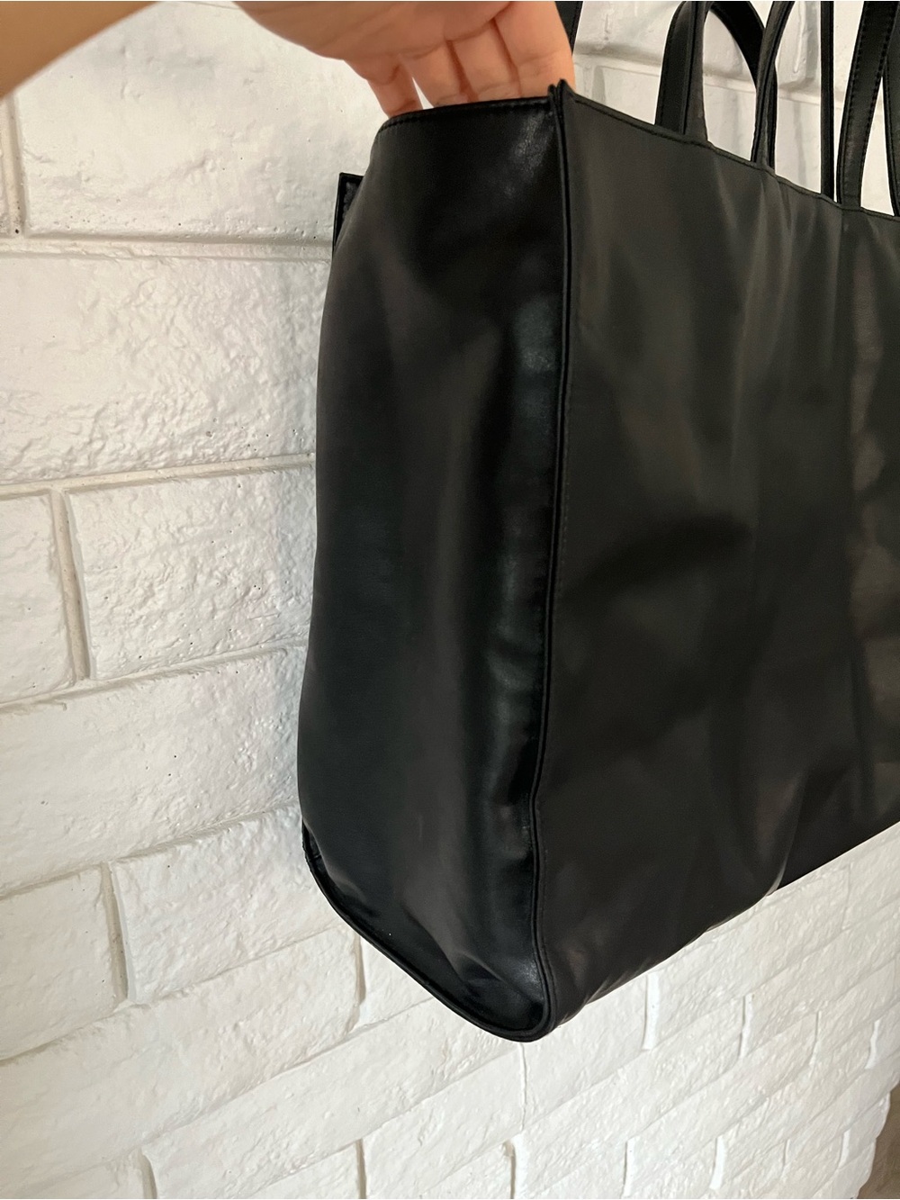 Telfar Large Black Shopping Bag Vegan Leather Embossed Logo Classic Large Tote - Picture 6 of 10